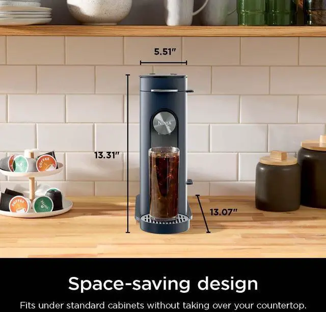Alt view image 5 of 7 - Pods & Grounds Single-Serve Coffee Maker, K-Cup Pod Compatible, 56-oz. Reservoir, 6-oz. Cup to 24-oz. Travel Mug Brew Sizes, Iced Coffee Maker, Navy, PB041NV