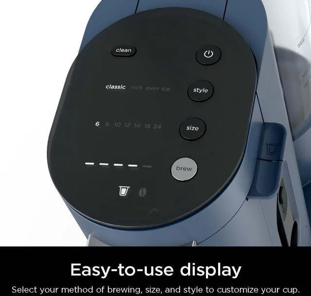 Alt view image 7 of 7 - Pods & Grounds Single-Serve Coffee Maker, K-Cup Pod Compatible, 56-oz. Reservoir, 6-oz. Cup to 24-oz. Travel Mug Brew Sizes, Iced Coffee Maker, Navy, PB041NV