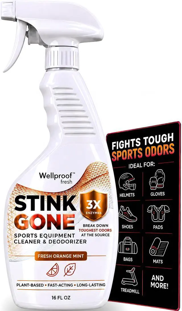 Main image of 2-in-1 Sports Gear Cleaner & Odor Eliminator - 3X Powerful Nano-Enzyme Deodorizer for Athletic Gear, Baseball, Hockey, Football, Boxing, MMA, Gym Bag | Plant-Based | Remove Stink & Dirt
