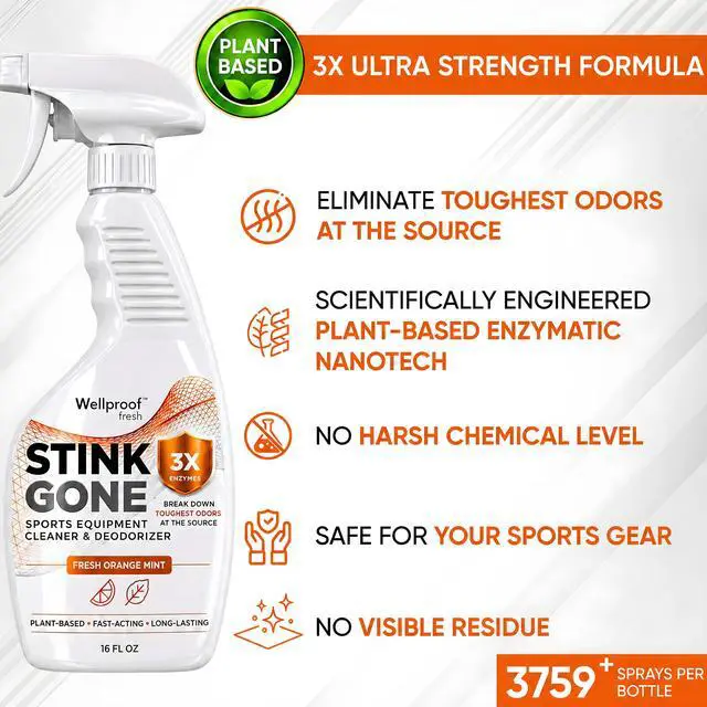 Alt view image 3 of 5 - 2-in-1 Sports Gear Cleaner & Odor Eliminator - 3X Powerful Nano-Enzyme Deodorizer for Athletic Gear, Baseball, Hockey, Football, Boxing, MMA, Gym Bag | Plant-Based | Remove Stink & Dirt