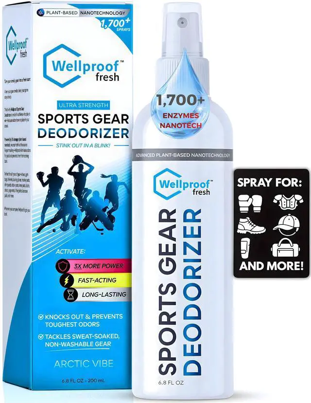 Main image of 2-in-1 Sports Gear Cleaner & Odor Eliminator - 3X Powerful Nano-Enzyme Deodorizer for Athletic Gear, Baseball, Hockey, Football, Boxing, MMA, Gym Bag | Plant-Based | Remove Stink & Dirt