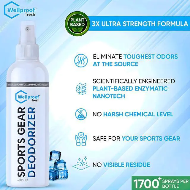 Alt view image 2 of 6 - 2-in-1 Sports Gear Cleaner & Odor Eliminator - 3X Powerful Nano-Enzyme Deodorizer for Athletic Gear, Baseball, Hockey, Football, Boxing, MMA, Gym Bag | Plant-Based | Remove Stink & Dirt