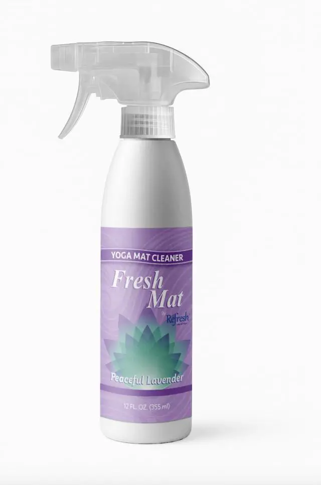 Main image of Fresh Mat Yoga Mat Cleaner Spray - Natural Deodorizing Cleaner for Yoga Mats & Fitness Equipment - No-Rinse, Residue-Free Formula with Witch Hazel & Essential Oil, Peaceful Lavender (12 fl oz).