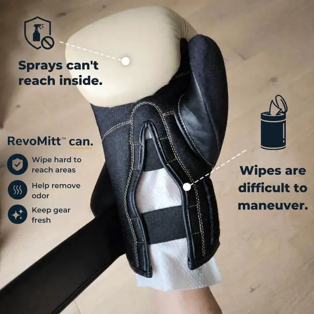 Alt view image 3 of 7 - Sports Gear Cleaning Mitts - Pre-Moistened Mitts to Clean and Deodorize Shoes, Yoga Mats, Boxing Gloves, Cleats, Helmets, & More - 20 Count