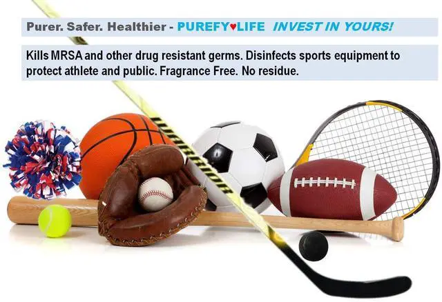 Alt view image 2 of 7 - Purefypro Sports Equipment Disinfectant Spray - (4oz, 2pk) Kills 99.9999% MRSA, HIV, Athlete Foot Fungus, Virus and Fungi. No Rinse, No Residue. Sports Pads, Yoga Mats, Shoes, Boxing Gloves Euipment