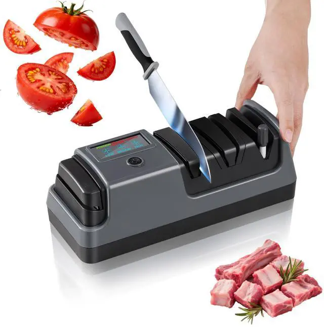 Main image of 5 in 1 Electric Knife and Scissor Sharpener, Electric Knife Sharpeners for Kitchen Knives, 3 Speeds Fast Knives Sharpening, Diamond Abrasives & LCD Display