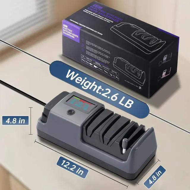 Alt view image 2 of 7 - 5 in 1 Electric Knife and Scissor Sharpener, Electric Knife Sharpeners for Kitchen Knives, 3 Speeds Fast Knives Sharpening, Diamond Abrasives & LCD Display