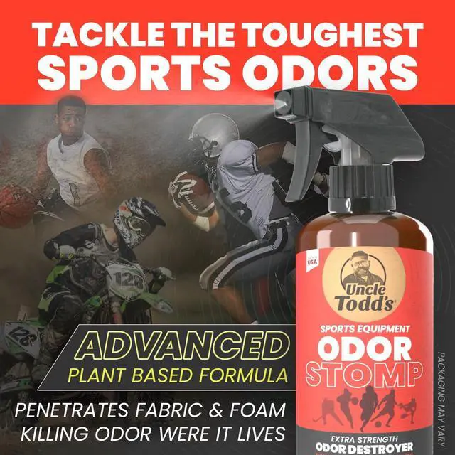 Alt view image 2 of 7 - Odor Stomp Sports Equipment Odor Eliminator Spray - Extra Strength Enzyme-Powered Deodorizer for Football, Hockey, Gym Bags, and Athletic Gear - Citrus Sport Scent - 16oz