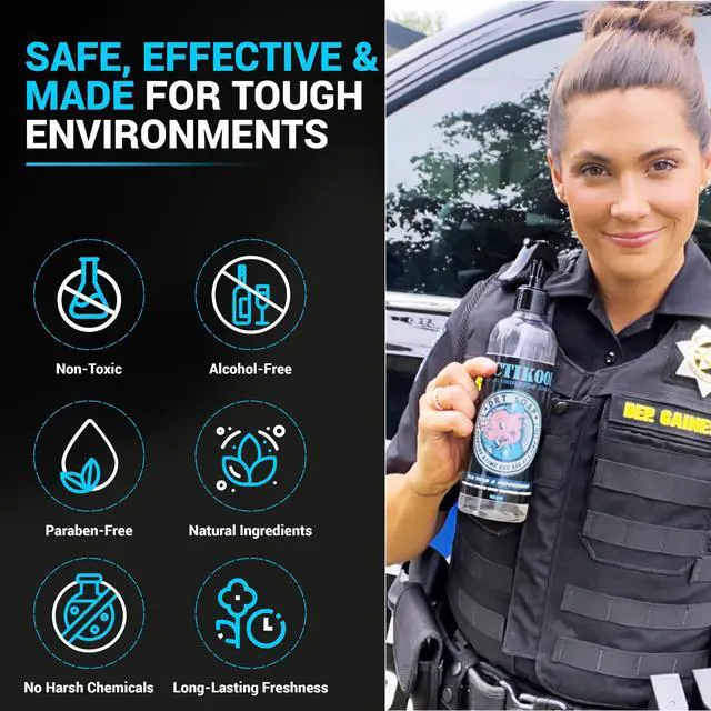 Alt view image 4 of 7 - Odor Eliminator for Active & Protective Gear Pack of 2 (16oz) Instant Deodorizer Spray for K9 Equipment, Vests, Uniforms & More | Quick Odor Mask & Fresh Scent | Made in USA