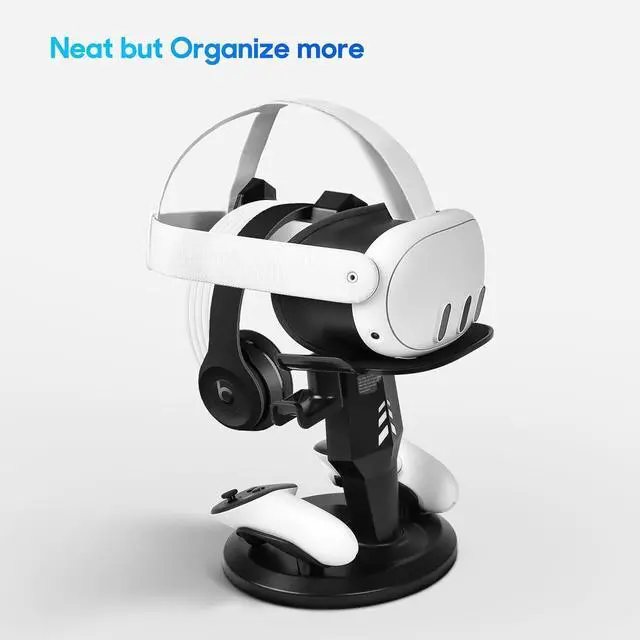 Alt view image 4 of 6 - VR Charging Dock for Meta Quest 3S/Quest 3/Quest 2, Vertical VR Stand & Charging Station, Fast Charge Headset with Type-C Cable, Supports Controllers with Grip Covers & Elite Straps