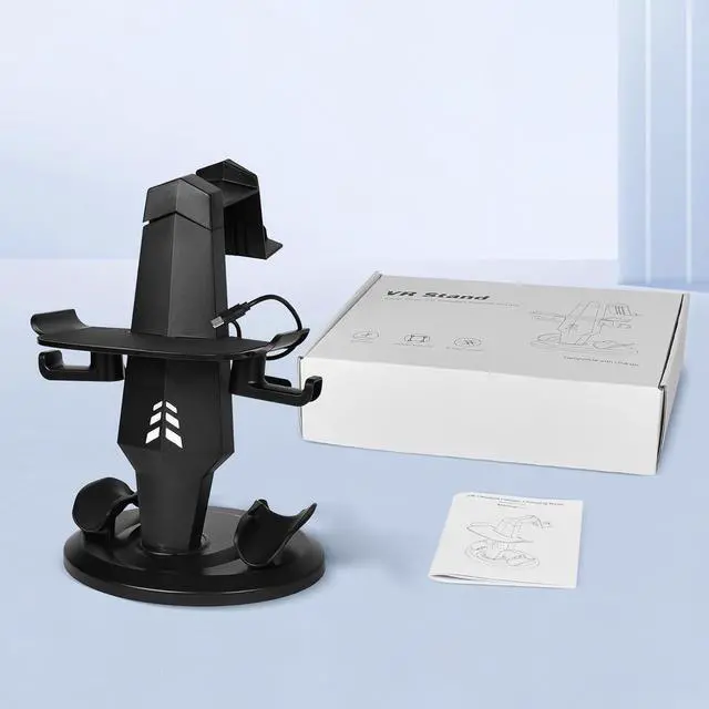 Alt view image 6 of 6 - VR Charging Dock for Meta Quest 3S/Quest 3/Quest 2, Vertical VR Stand & Charging Station, Fast Charge Headset with Type-C Cable, Supports Controllers with Grip Covers & Elite Straps