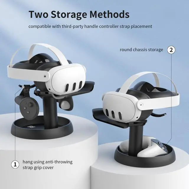 Alt view image 3 of 7 - VR Headset Stand Holder Compatible with Quest 3s/Quest 3/Vision Pro/Quest 2/Pico 4/for PSVR 2 - Universal VR Headset Display Dock, Stable Bracket Storage Round Base, Mount Install Easy