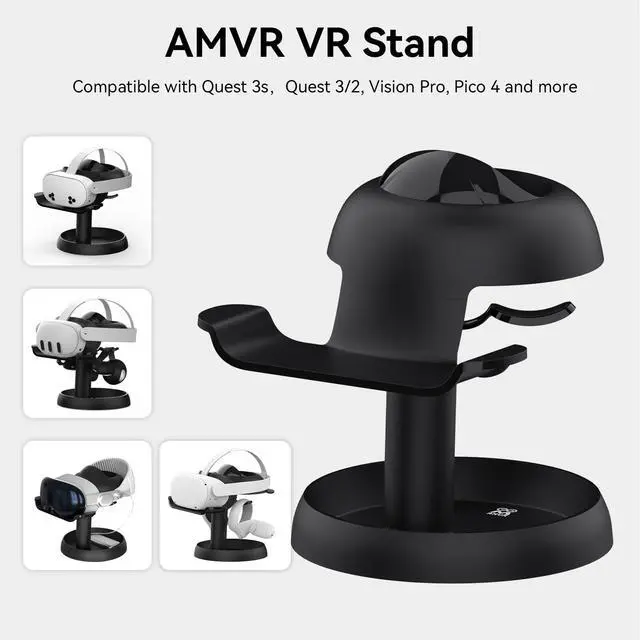 Alt view image 2 of 7 - VR Headset Stand Holder Compatible with Quest 3s/Quest 3/Vision Pro/Quest 2/Pico 4/for PSVR 2 - Universal VR Headset Display Dock, Stable Bracket Storage Round Base, Mount Install Easy