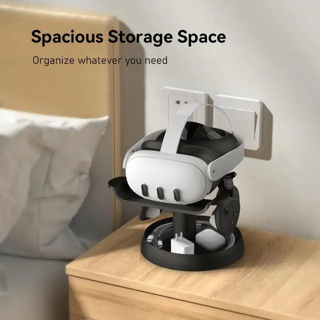 Alt view image 5 of 7 - VR Headset Stand Holder Compatible with Quest 3s/Quest 3/Vision Pro/Quest 2/Pico 4/for PSVR 2 - Universal VR Headset Display Dock, Stable Bracket Storage Round Base, Mount Install Easy