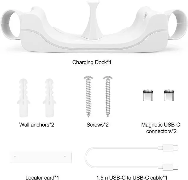 Alt view image 6 of 6 - Wall Charging Dock for Quest 2, Accessories Charging Station With LED Indicator, High Speed, Fast Charging Dock With Display Stand