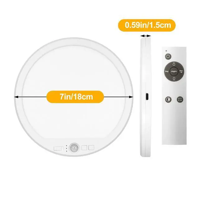 Alt view image 6 of 6 - 2 Pack Rechargeable Motion Sensor Ceiling Light with Remote, Battery Operated Closet Light Wireless Magnetic Stick-on Night Light, 3 Color Temperatures & Dimmable for Pantry, Shed, Hallway