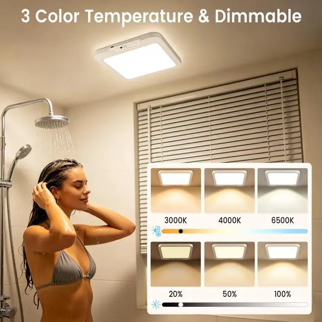 Alt view image 7 of 7 - 7'' Rechargeable Motion Sensor Closet Light Indoor, IP44 Waterproof Magnetic Wireless Battery Operated Ceiling Light with Remote for Shower Stairs Hallway Porch Pantry Garage
