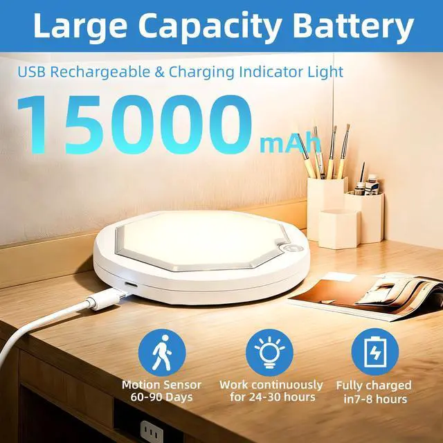 Alt view image 5 of 7 - Rechargeable Motion Sensor Ceiling Light Battery Operated, Cordless RGB Shower Light, 3CCT Closet Lighting, Dimmable LED Lights for Kitchen Dorm Hallway Bedroom Bathroom, 7.8 Inch