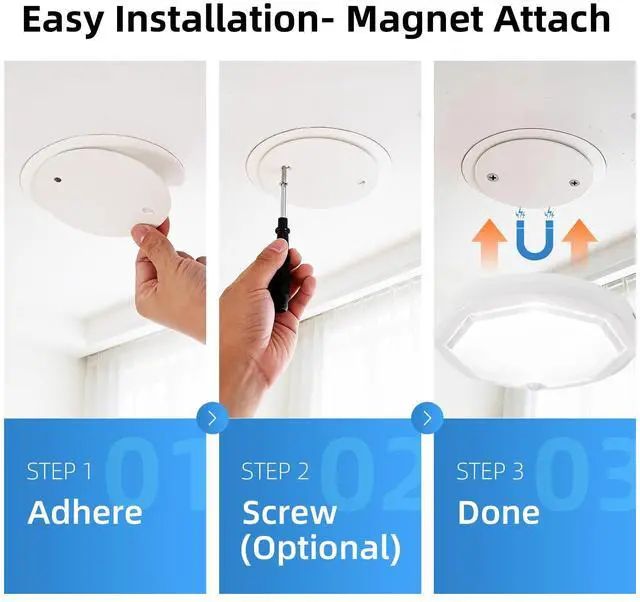 Alt view image 7 of 7 - Rechargeable Motion Sensor Ceiling Light Battery Operated, Cordless RGB Shower Light, 3CCT Closet Lighting, Dimmable LED Lights for Kitchen Dorm Hallway Bedroom Bathroom, 7.8 Inch