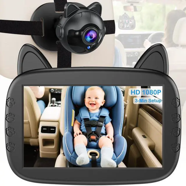 Main image of HD 1080P Baby Car Camera: Clear Night Vision for Long Road Trips & Solo Driving - No More Turning Around, See Infant Head-to-Toe with 150° Wide Angle, 3-Min Easy Install for New Parents