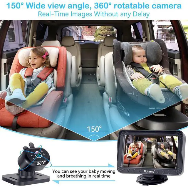 Alt view image 4 of 7 - Baby Car Camera - 5-Inch HD 1080P, Night Vision, Easy Install, Rear & Forward-Facing Seat Camera, USB Powered Baby Camera for Car, Safety for Infants and Kids, No Tools Required