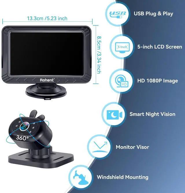 Alt view image 2 of 7 - Baby Car Camera - 5-Inch HD 1080P, Night Vision, Easy Install, Rear & Forward-Facing Seat Camera, USB Powered Baby Camera for Car, Safety for Infants and Kids, No Tools Required