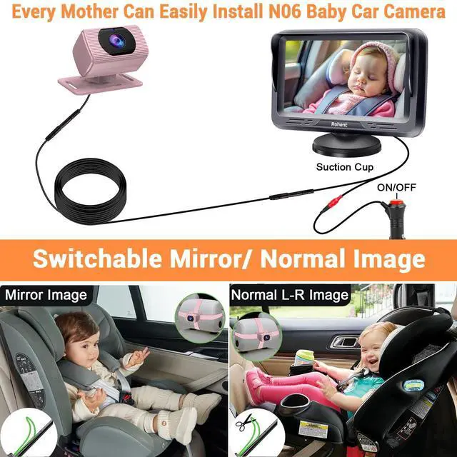 Alt view image 3 of 7 - Car Baby Monitor for Baby Girls - 1080P HD, 360° Adjustable, Night Vision, 150° Wide-Angle Lens, Easy Installation, Perfect for Girls Aged 0-5, Ideal for Parents, Grandparents & Families