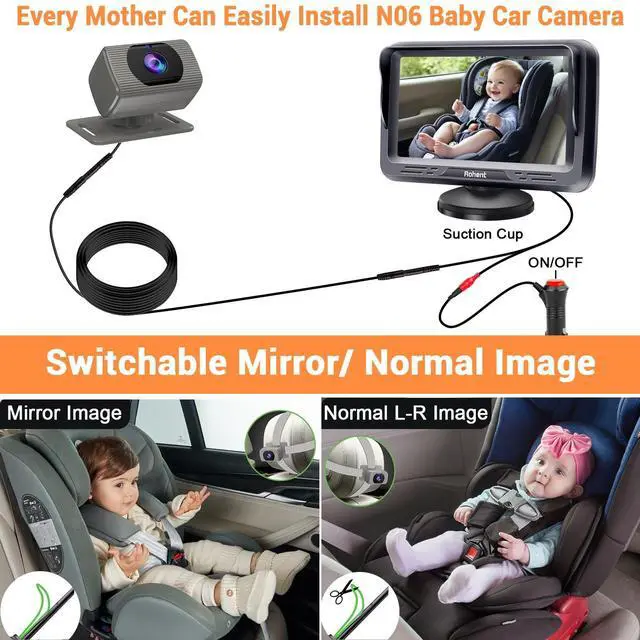 Alt view image 4 of 7 - Baby Car Camera for Rear Facing Infant - 1080P HD, Easy Installation, 360° Adjustable, Night Vision, 150° Wide-Angle Lens, Perfect Match for Car Interiors, Ideal for Parents, Grandparents