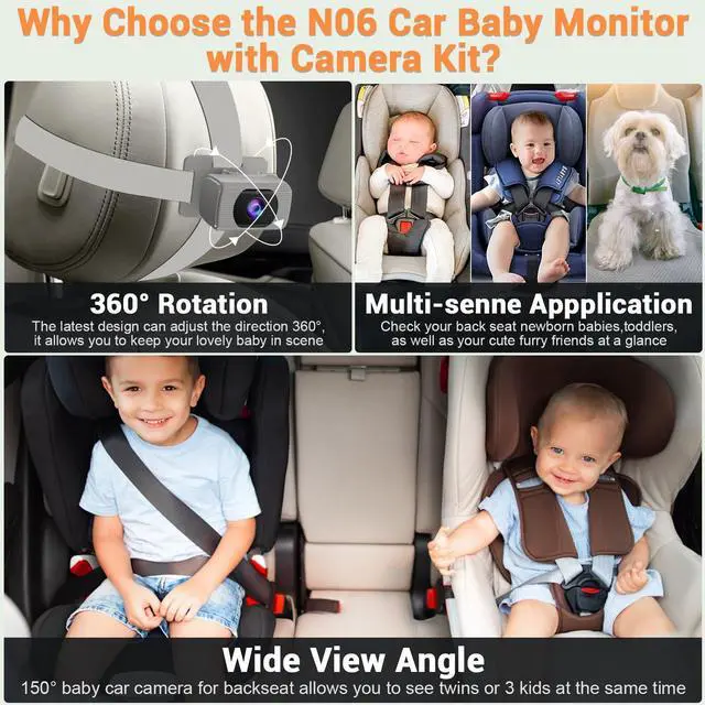 Alt view image 6 of 7 - Baby Car Camera for Rear Facing Infant - 1080P HD, Easy Installation, 360° Adjustable, Night Vision, 150° Wide-Angle Lens, Perfect Match for Car Interiors, Ideal for Parents, Grandparents