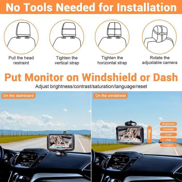 Alt view image 7 of 7 - Baby Car Camera for Rear Facing Infant - 1080P HD, Easy Installation, 360° Adjustable, Night Vision, 150° Wide-Angle Lens, Perfect Match for Car Interiors, Ideal for Parents, Grandparents