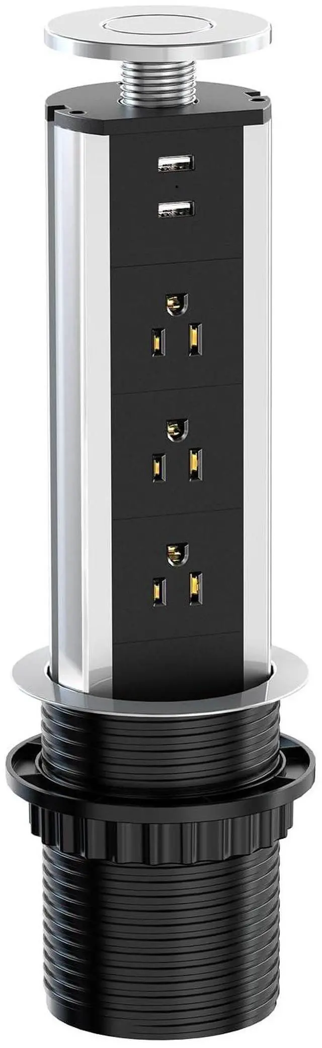 Main image of Pop Up Electrical Outlet for Countertop, Recessed Power Strip with 3 AC Outlet & 2 USB Ports,80mm Hole Pull Pop Up Socket Hidden Outlets, Pop Out Power Outlet for Kitchen Counter Conference Desk
