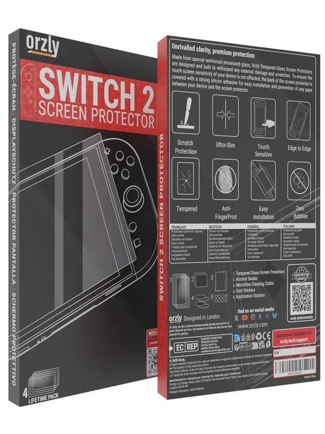 Alt view image 2 of 6 - Glass Screen Protector for Nintendo Switch 2 Console 2025 Screen Size 7.9 inch 4 Pack. No Bubbles Easy Installation Anti Scratch Edition