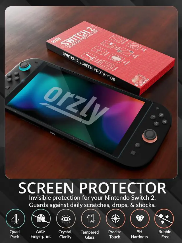 Alt view image 3 of 6 - Glass Screen Protector for Nintendo Switch 2 Console 2025 Screen Size 7.9 inch 4 Pack. No Bubbles Easy Installation Anti Scratch Edition