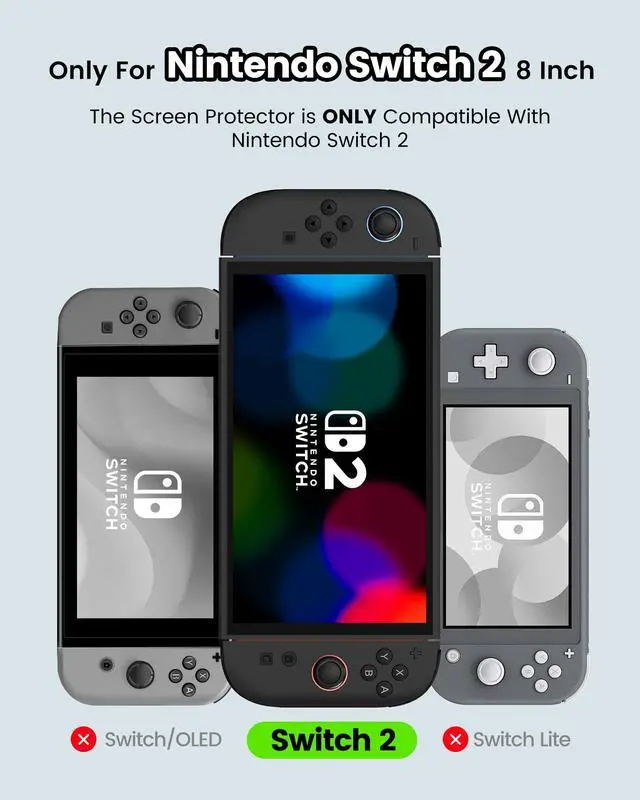 Alt view image 2 of 7 - 2 Pack Screen Protector Compatible with Nintendo Switch 2 (2025) (30s Installation), Tempered Glass Switch2 Accessories, HD Clear, Anti Glare, 9H Hardness, Scratch-proof, Bubble Free