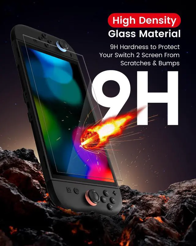 Alt view image 4 of 7 - 2 Pack Screen Protector Compatible with Nintendo Switch 2 (2025) (30s Installation), Tempered Glass Switch2 Accessories, HD Clear, Anti Glare, 9H Hardness, Scratch-proof, Bubble Free
