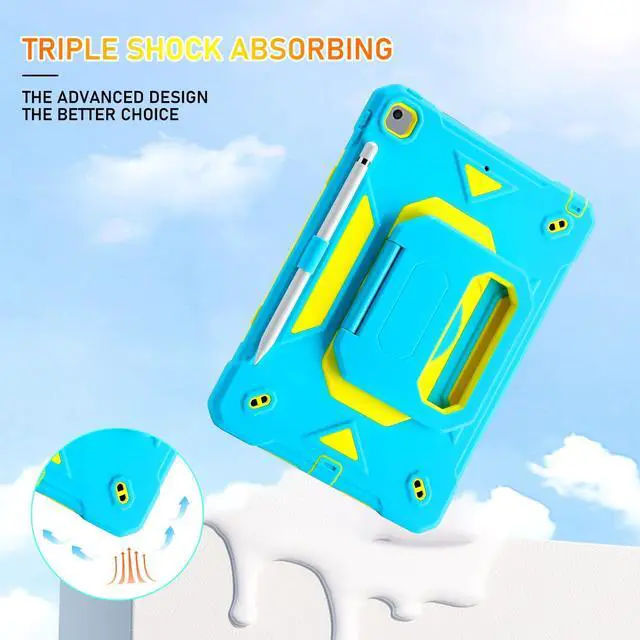 Alt view image 2 of 7 - for iPad 9th/8th/7th Generation Case, iPad 10.2 Case 2021/2020/2019, Rugged Heavy Duty Shockproof Protective Kids Case with Screen Protector/360° Rotating Folding Stand/Pencil Holder/Shoulder Strap