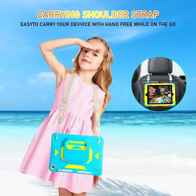 Alt view image 5 of 7 - for iPad 9th/8th/7th Generation Case, iPad 10.2 Case 2021/2020/2019, Rugged Heavy Duty Shockproof Protective Kids Case with Screen Protector/360° Rotating Folding Stand/Pencil Holder/Shoulder Strap