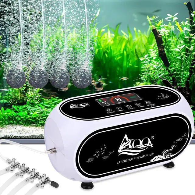 Main image of 10W Rechargeable Aquarium Air Pump, Portable Battery Powered Fish Tank Aerator with 5 Outlets and Power Bank Function, 80-200 Hrs Runtime, Ultra Quiet Oxygen Pump for Large Tank 50-200 Gallon
