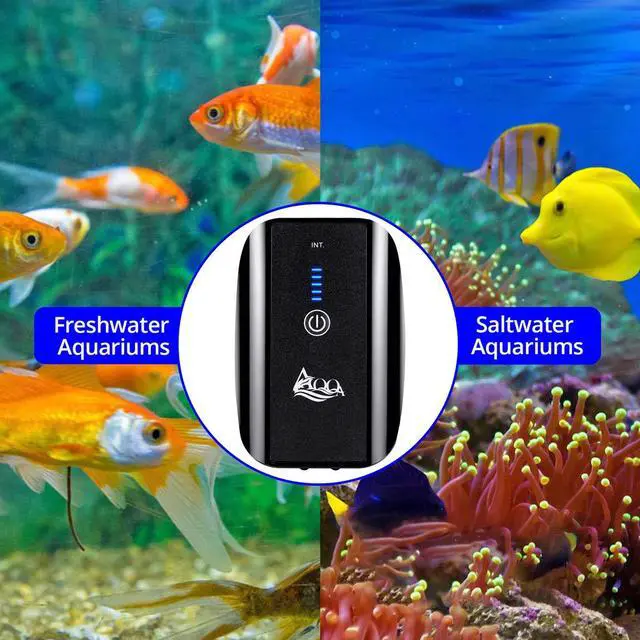 Alt view image 7 of 7 - Aquarium Air Pump, Battery Rechargeable Portable Bubbles Oxygen Pump for Fresh & Saltwater Aquariums with Air Stone, Tubes, USB Cable and Adapter (2.5 W for 1-140Gal Tank)