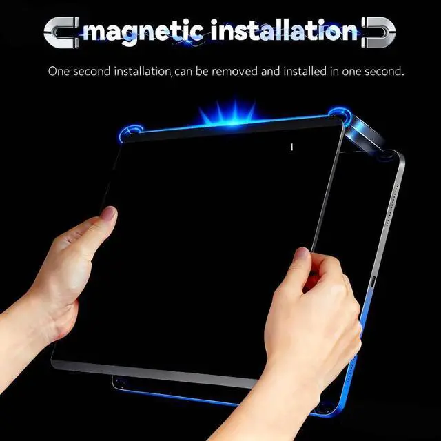 Alt view image 3 of 7 - Magnetic Privacy Screen Protector for iPad Pro 13 Inch (M4/M5, 2024/2025), Removable & Reusable Anti Blue Light Glare Spy Private Filter Black Security Screen Filter for School, Office