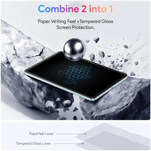 Alt view image 5 of 6 - 2 Pack Paperfeel Glass Screen Protector Compatible with iPad Air 13 Inch M4/M3/M2 (2026/2025/2024), Matte Surface, Tempered Glass with Bubble-Free Installation Tray