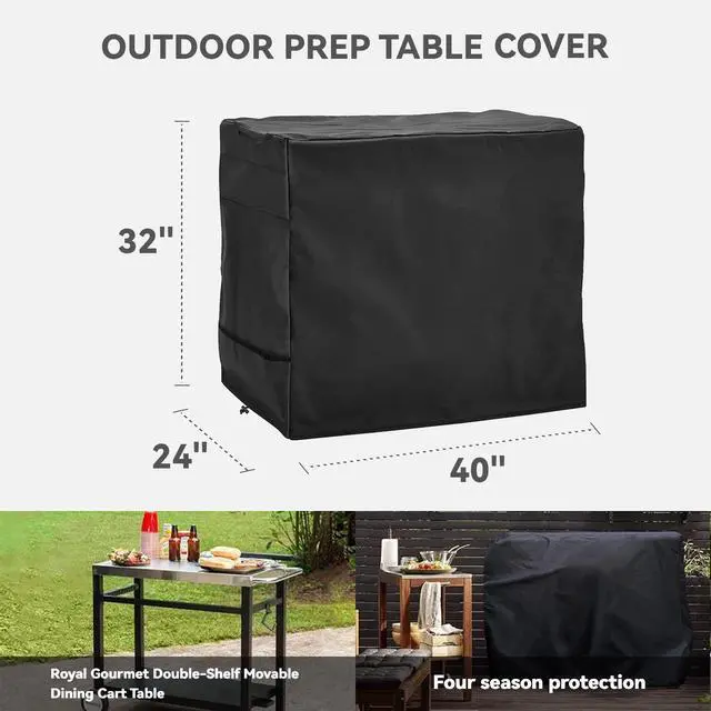 Alt view image 2 of 7 - Outdoor Dining Cart Cover - Heavy Duty Waterproof Cover for Royal Gourmet Cart Flattop Worktable PC3401S & PC3401B, Compatible with 40 inch Outdoor Utility Cart