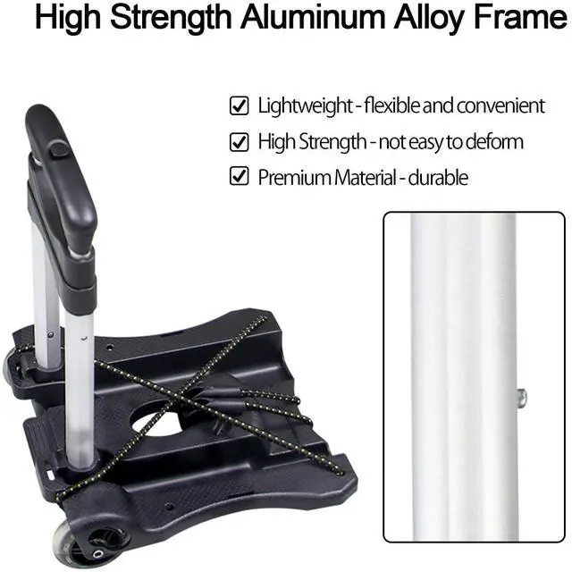 Alt view image 6 of 7 - Folding Hand Truck and Dolly 110-lbs Lightweight Portable Luggage Cart for School Travel Office Moving (Black)