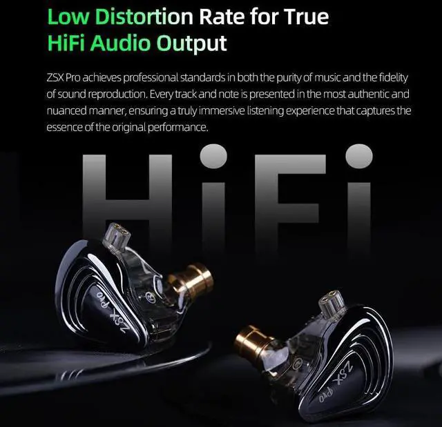 Alt view image 7 of 7 - KZ ZSX Pro 5BA+1DD 6 Driver Hybrid in-Ear HiFi Earphones, in Ear Earbuds, in-Ears Headphones for Audiophile Musicians (Without mic, Black)