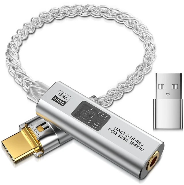 Main image of USB C to 3.5mm Audio Adapter Equipped with Dual DAC Chip CX31993&MAX97220, Audio Dongle with HiFi Amplifier, USB C to 3.5mm Headphone Aux Converter & USB A Adapter for Android iPhone iPad PC Mac