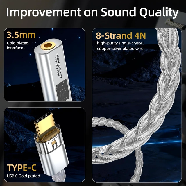 Alt view image 6 of 7 - USB C to 3.5mm Audio Adapter Equipped with Dual DAC Chip CX31993&MAX97220, Audio Dongle with HiFi Amplifier, USB C to 3.5mm Headphone Aux Converter & USB A Adapter for Android iPhone iPad PC Mac