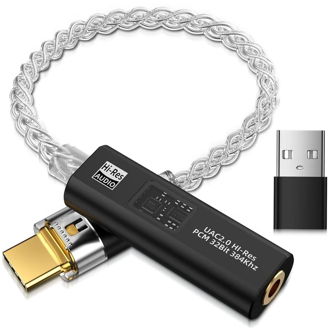 Main image of USB C to 3.5mm Audio Adapter Equipped with Dual DAC Chip CX31993&MAX97220, Audio Dongle with HiFi Amplifier, USB C to 3.5mm Headphone Aux Converter & USB A Adapter for Android iPhone iPad PC Mac