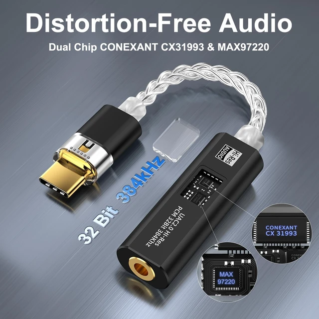 Alt view image 4 of 7 - USB C to 3.5mm Audio Adapter Equipped with Dual DAC Chip CX31993&MAX97220, Audio Dongle with HiFi Amplifier, USB C to 3.5mm Headphone Aux Converter & USB A Adapter for Android iPhone iPad PC Mac