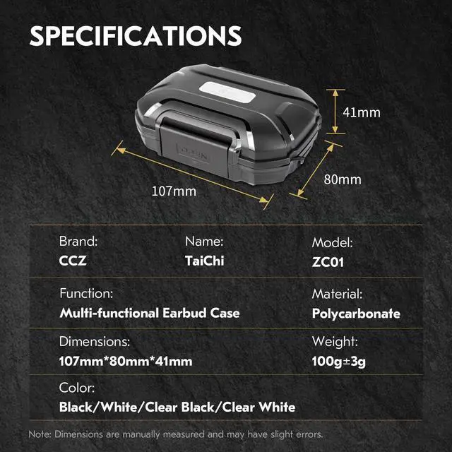 Alt view image 3 of 7 - CCZ ZC01 Hard Shell IEM Case for KZ ZS10 Pro in Ear Monitor, Travel Portable Earbuds Case Waterproof Headphone Storage Box for Shure SE215, CCZ Melody, KBEAR KS1, KZ ZAR, ZS12 PRO 2, ZAS, AS16 (Black)