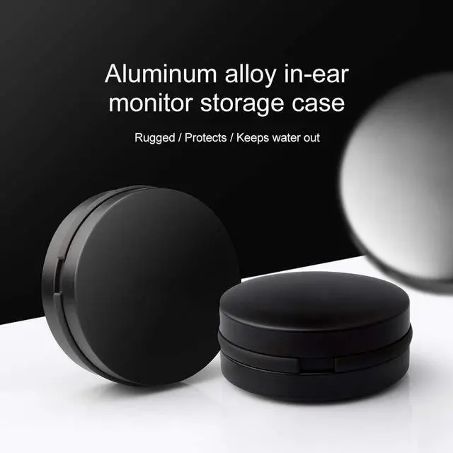 Alt view image 6 of 6 - Earphone Case Round Aluminum Alloy Earbuds Case Waterproof Protective Storage Box for in Ear Monitor